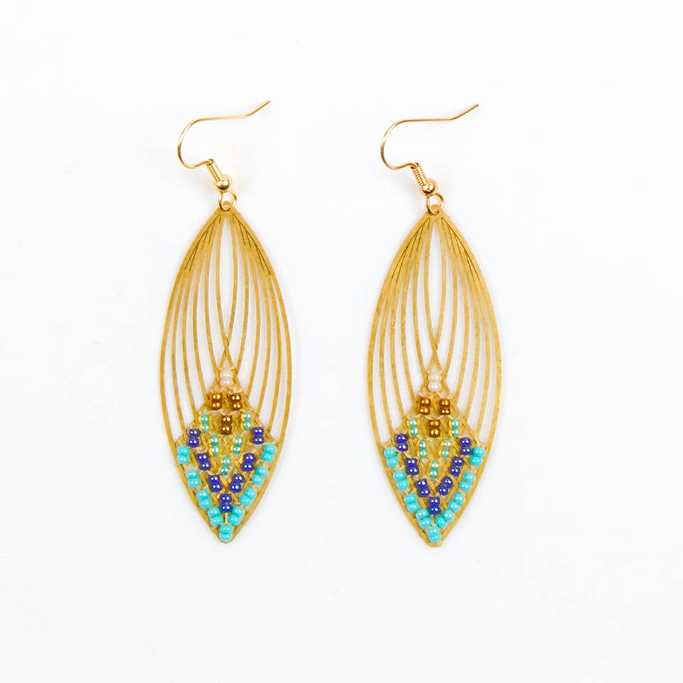Swooping Oval Earring Turquoise Sand