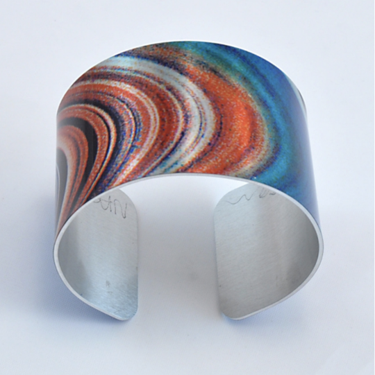 Abstract Bracelet Cuff Wide - Saturn Blue